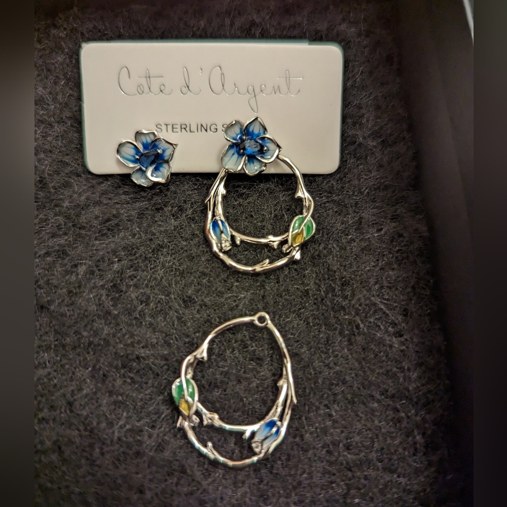 Cote d'Argent Convertible Sterling Silver Earrings - Picture 2 of 5